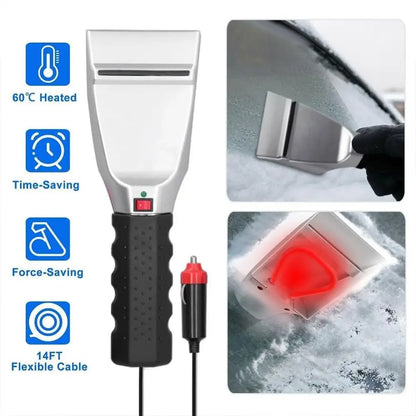 Heated Car Windshield Ice Scraper – Clear Ice in Seconds